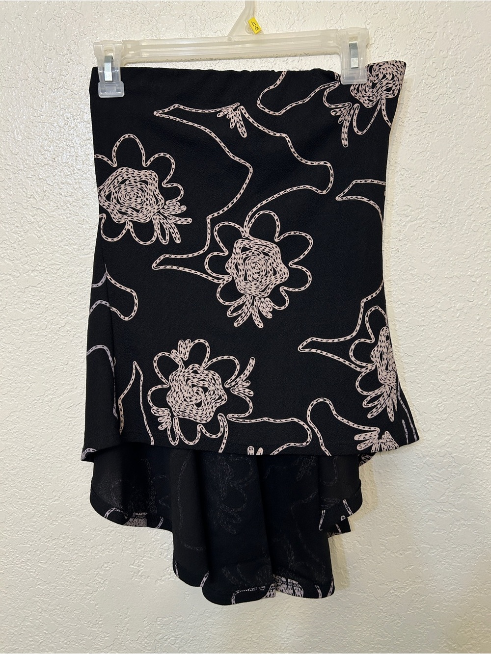 Asymmetrical Black Floral High-Low Top